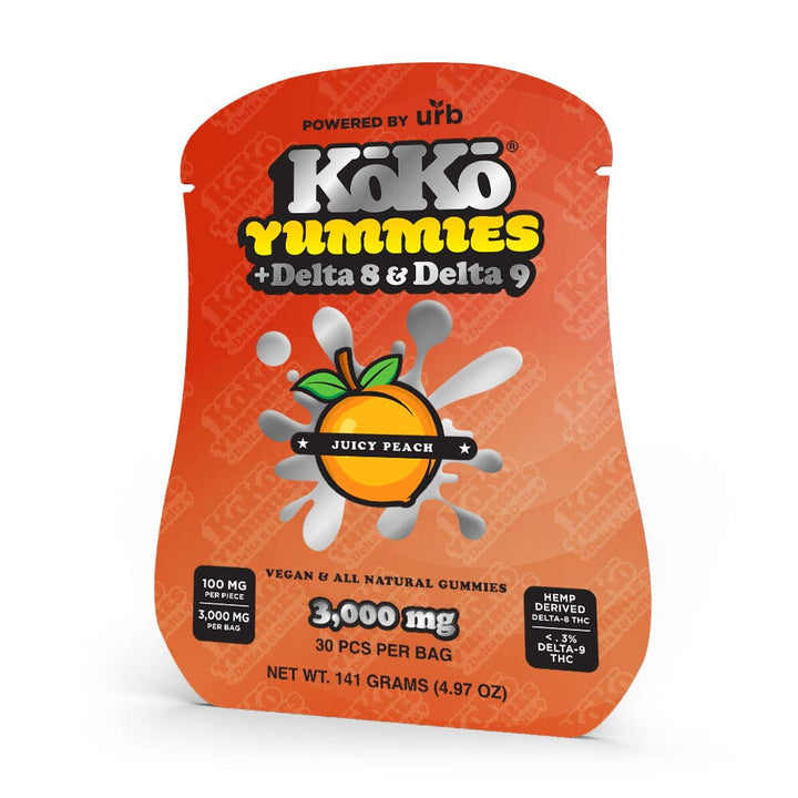 Koko Yummies Juicy Peach + Delta 8 & Delta 9 - 5 Pack